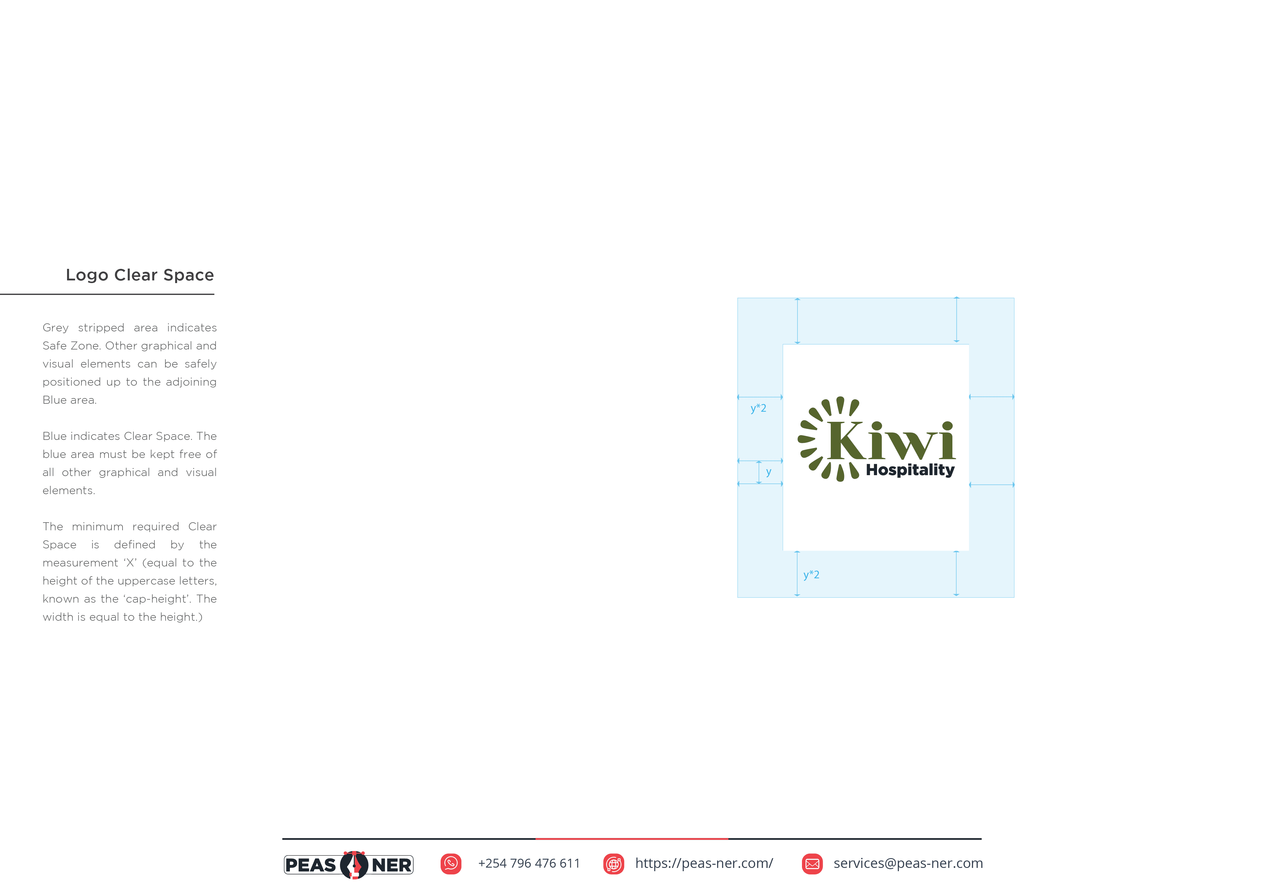 Brand guideline page with logo usage and identity rules