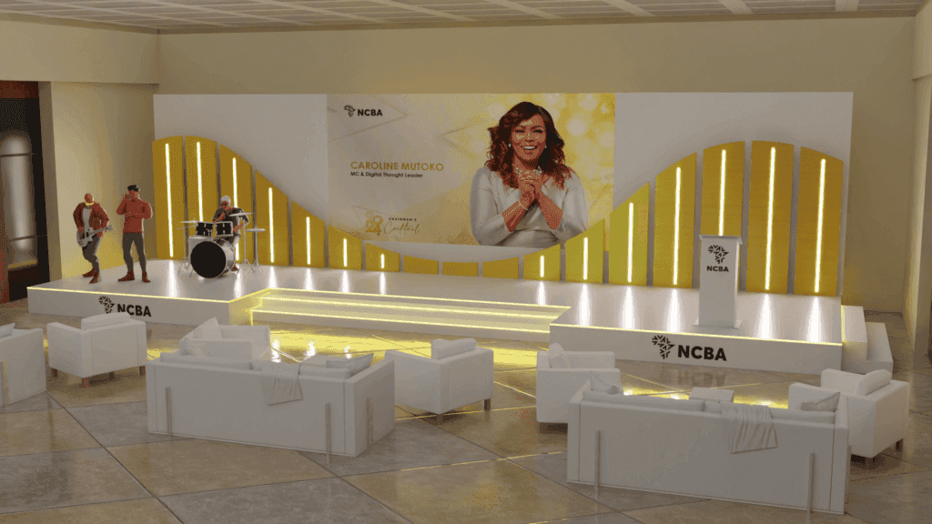 NCBA Chairmans cocktail Stage 3D Render - Graphic designer in Kenya